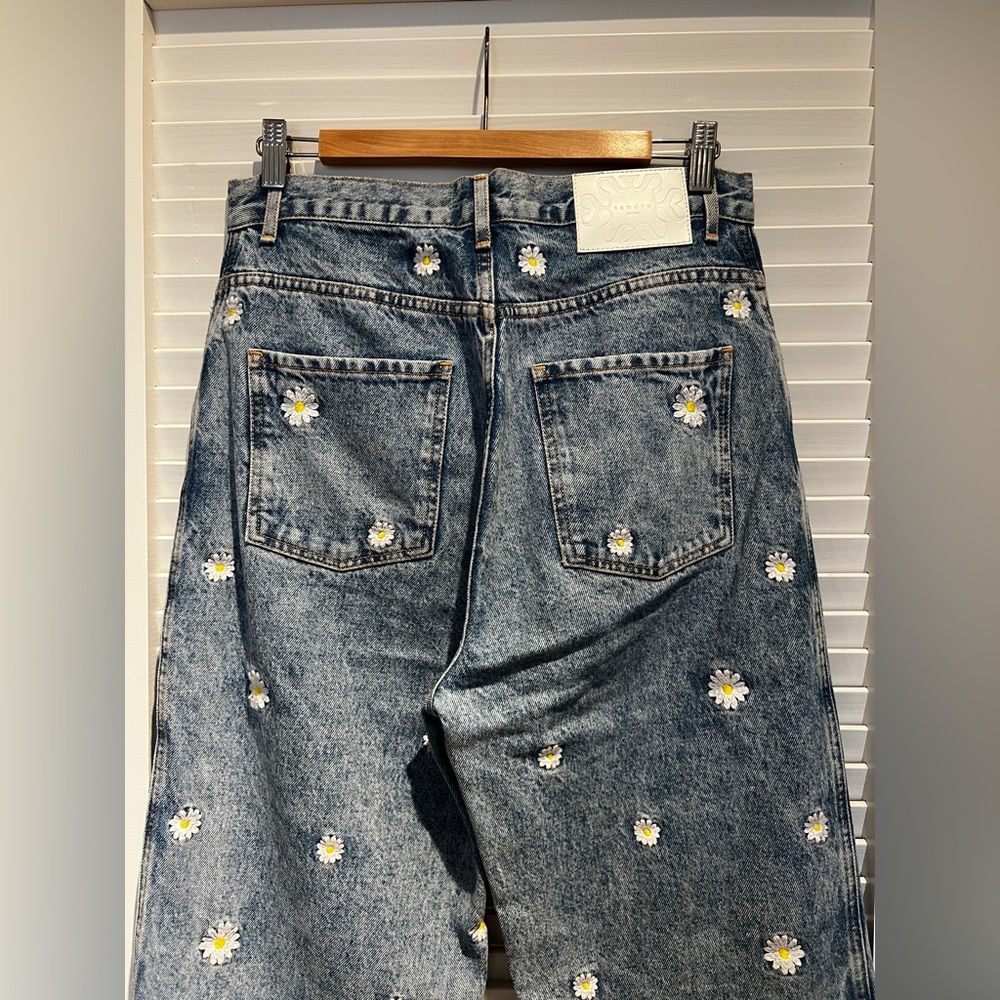 Sandro Blue Jeans with Camomiles Details